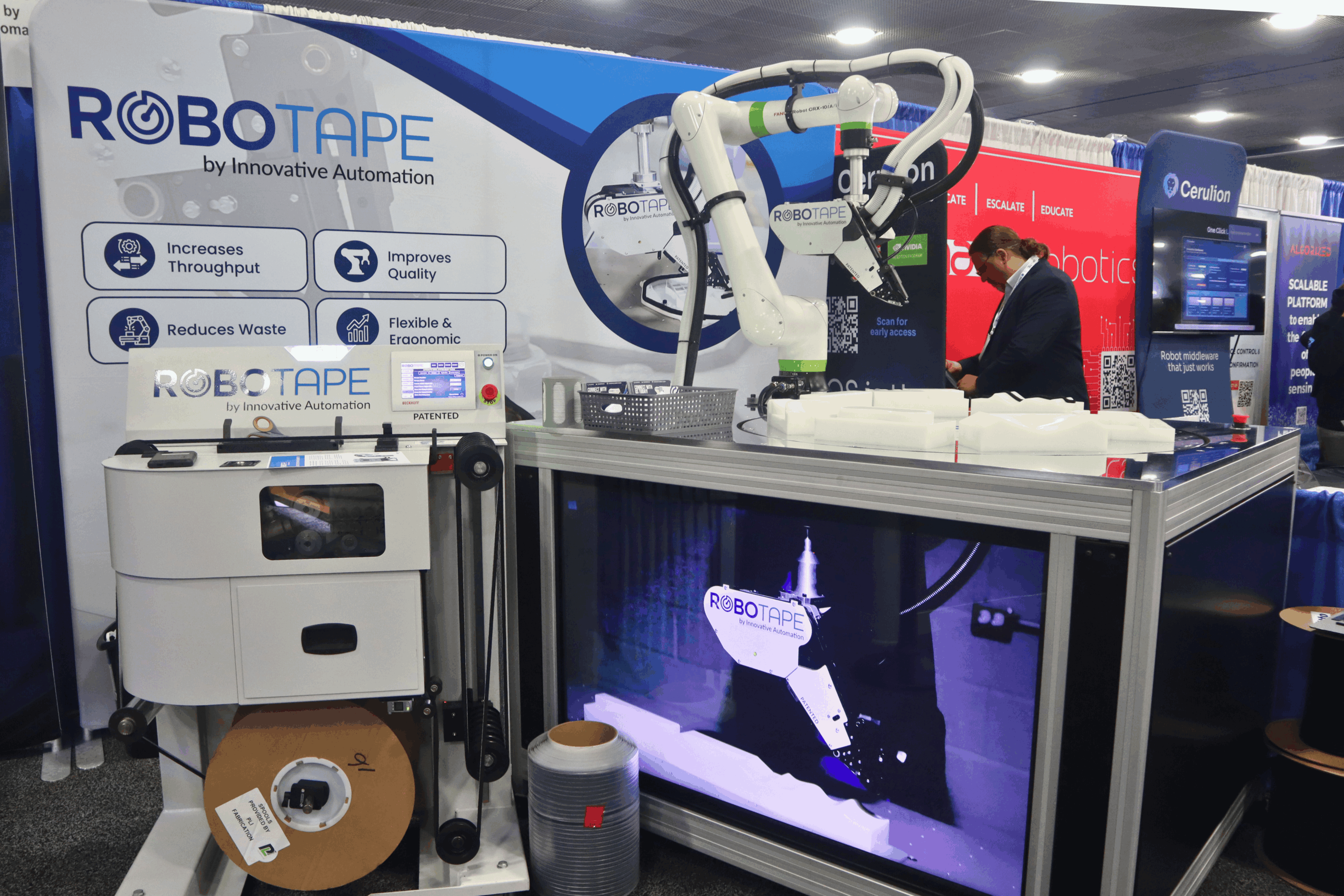 RoboTape booth at Automate Show 2025 at Huntington Place in Detroit. 